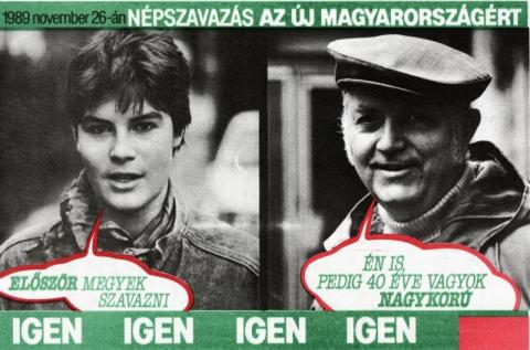 A négyigenes népszavazás plakátja 1989-ben