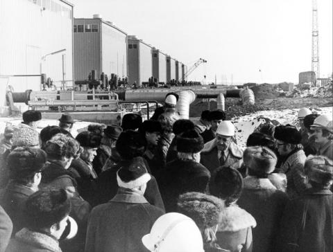 Magyar kormánydelegáció az orenburgi gázvezeték magyar szakaszának építésén, Bogorodcsány kompresszorállomás, 1977